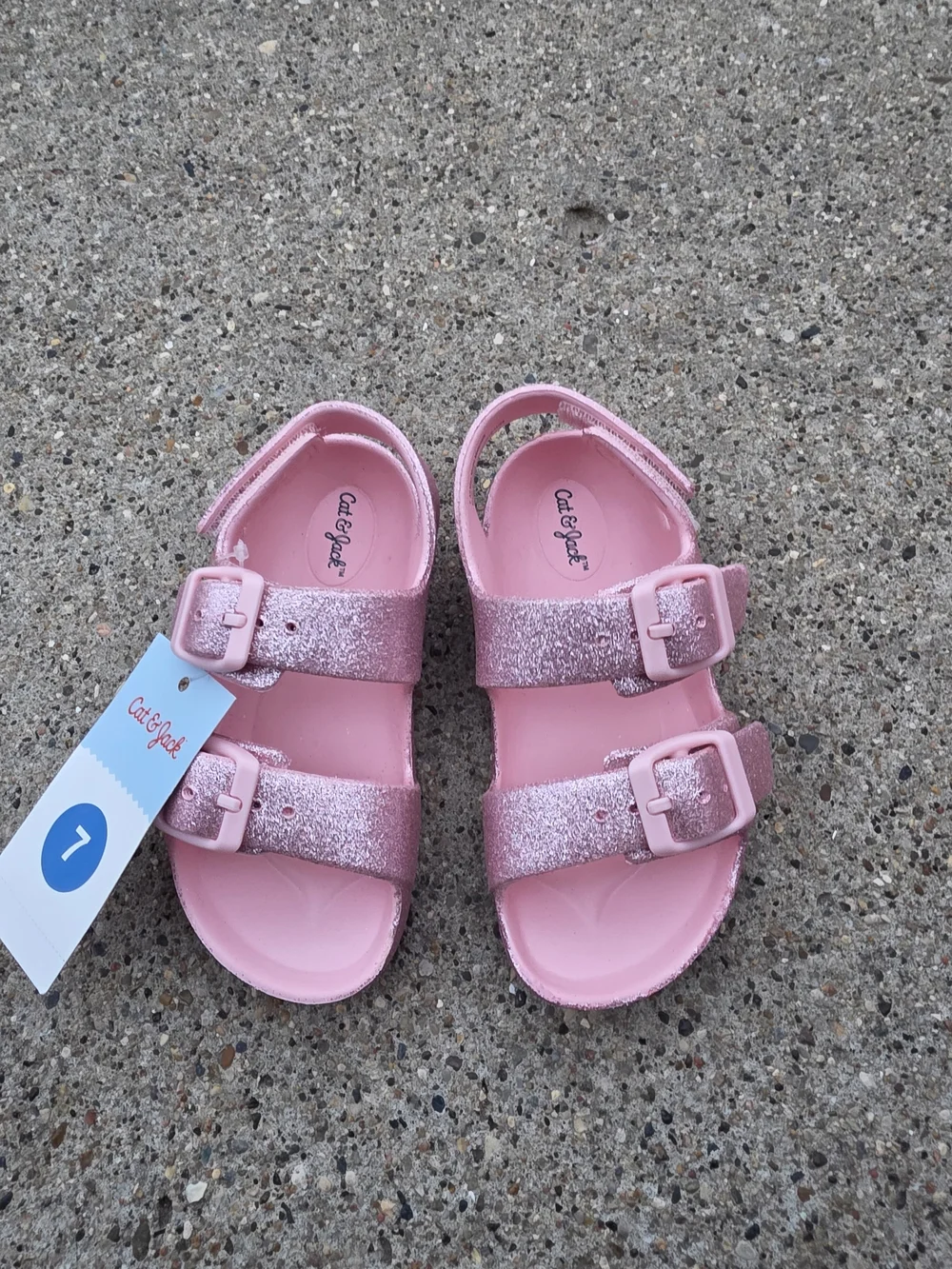 Cat & Jack Pink Glitter Girls' Double-Buckle Sandals Toddler 7